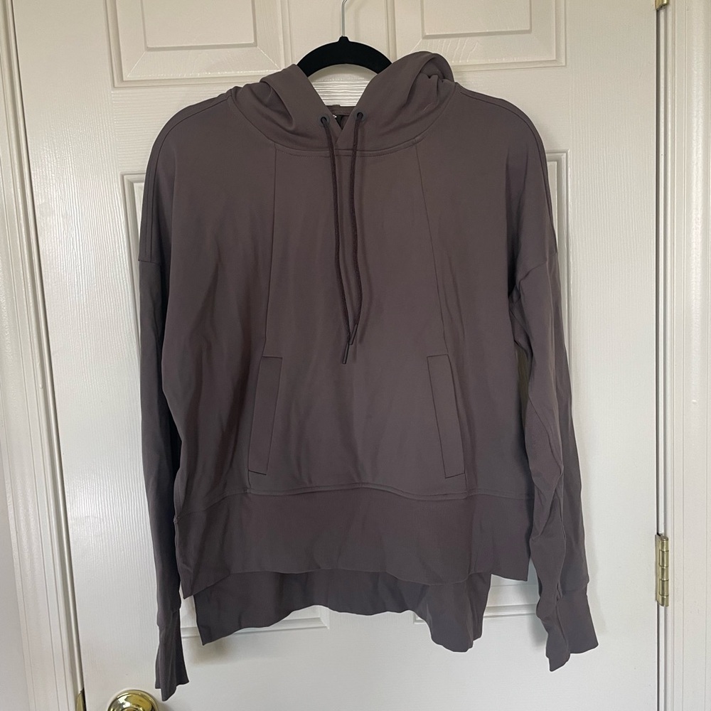 Athleta Taupe Hooded Pullover Sweatshirt